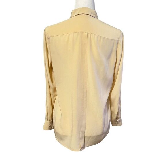 Lillie Rubin Women's Yellow Silk Long-Sleeve Button-Down Blouse Size 12 - Picture 8 of 13